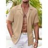 Top Estivo Camicie Casual da Uomo Tinta Unita a Righe Manica Corta Camicia con Rever Casual da Spiaggia Blusa Oversize