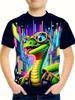 Maglietta per bambini T-shirt con grafica 3D Dragon Magliette per bambini Magliette con scollo tondo Maglietta con animali dei cartoni animati Maglietta a maniche corte per un ragazzo