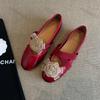 Fashion Vintage Camellia Flower Casual Shoes Women's Lightweight Cross Tied Ballet Flats Female Fashion Comfort Non Slip Mary Jane Shoes