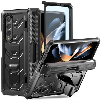 Für Samsung Galaxy Z Fold 4 Fall Harte PC Stoßfest Abdeckung Mit Scharnier S Pen Slot Vorne Weichen Film Kickstand fällen Für Z Fold 3