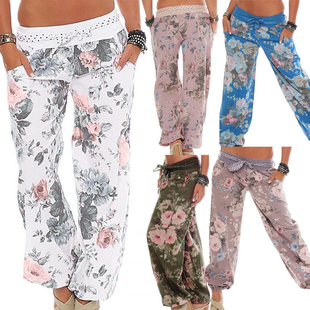 Frauen Plus Größe Floral Hosen lange Hosen Baggy Leggins günstig im