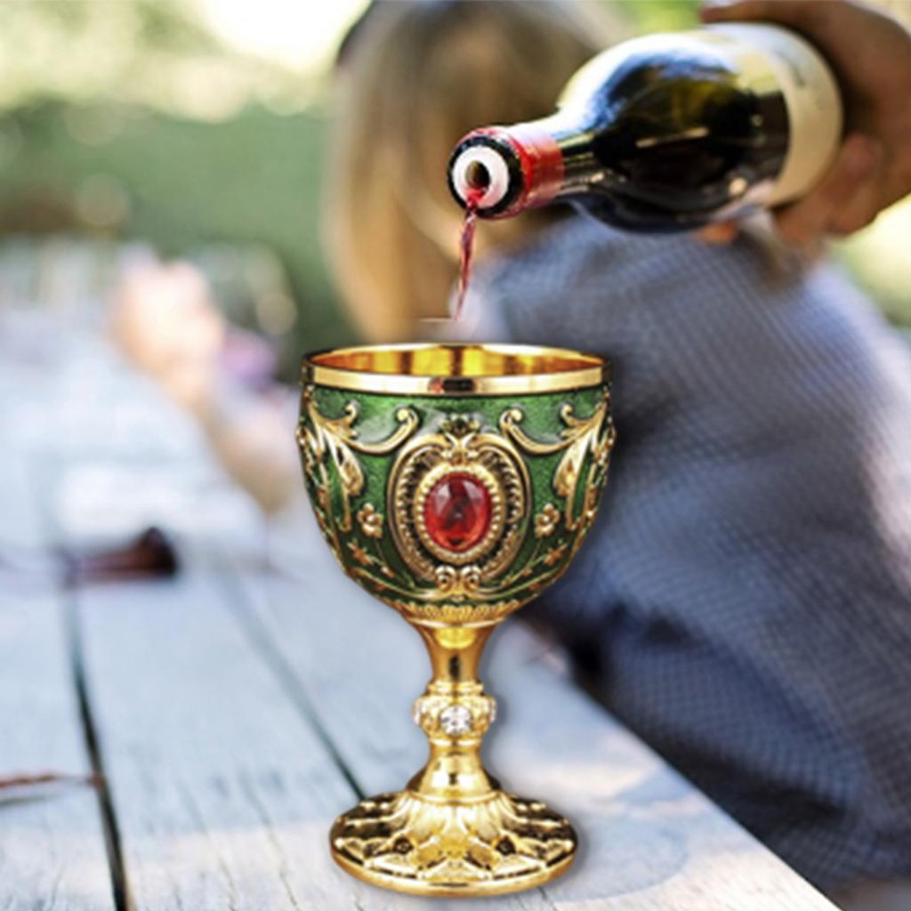 30ML Royal Vintage Alloy Wine Goblet Chalice Metal Embossed Durable Cup Elegant European Style for Party Home Decor Gift