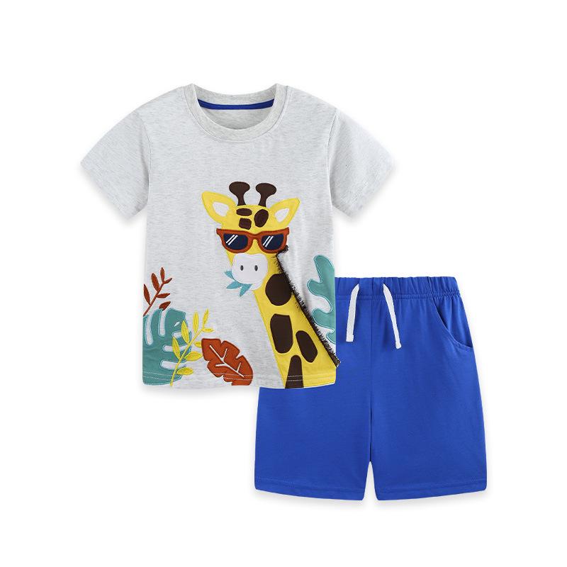 

2026 Summer Kids Animal Print Shorts & T-Shirt Set - European & American Style 7Y (125 cm)