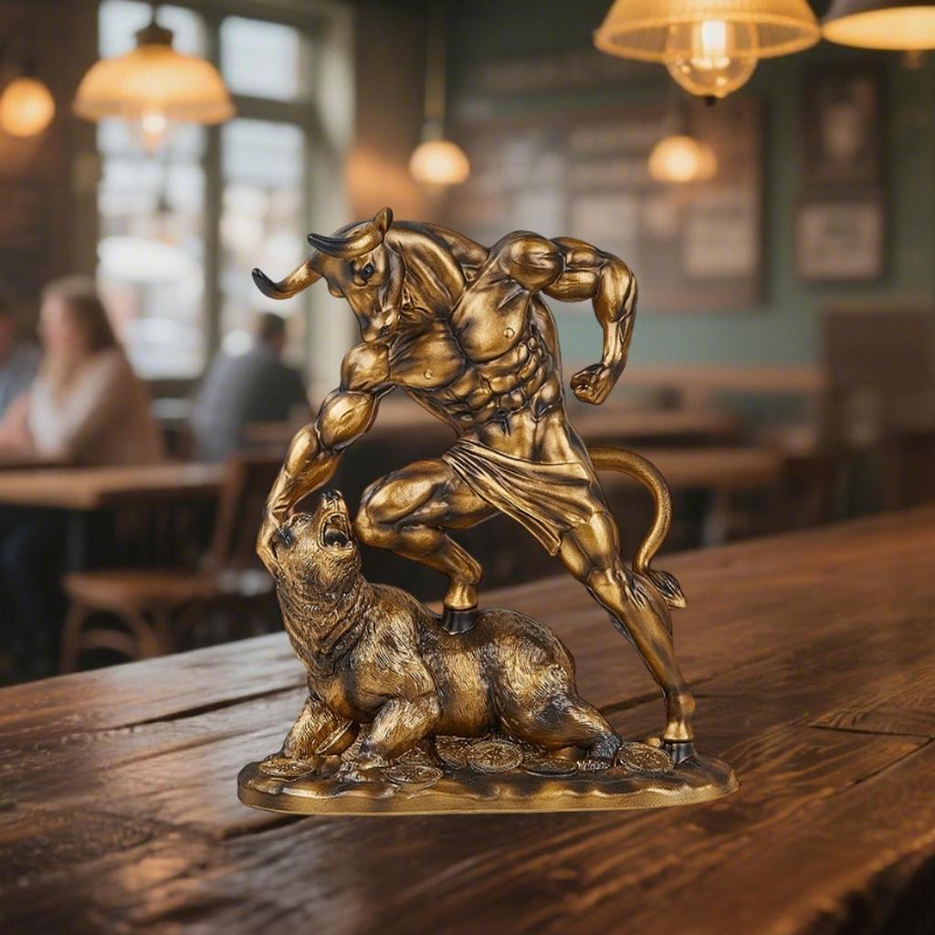 Statue Animal Sculpture Ornament Decorative Home Office Decor Resin Figurine for Stock Market Lovers