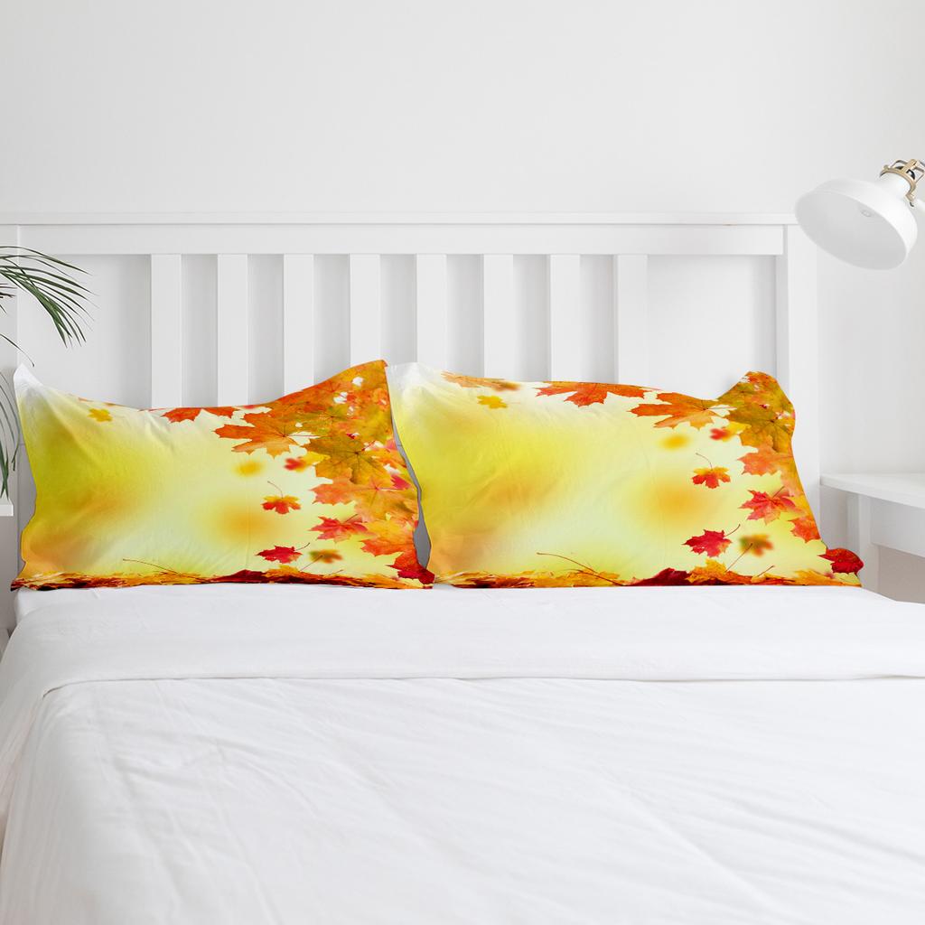 Autumn Yellow Maple Leaf Plant Bedding Set 3pcs Duvet Cover Pillowcase Kids Adult Quilt Cover Double Bed Set Home Textile