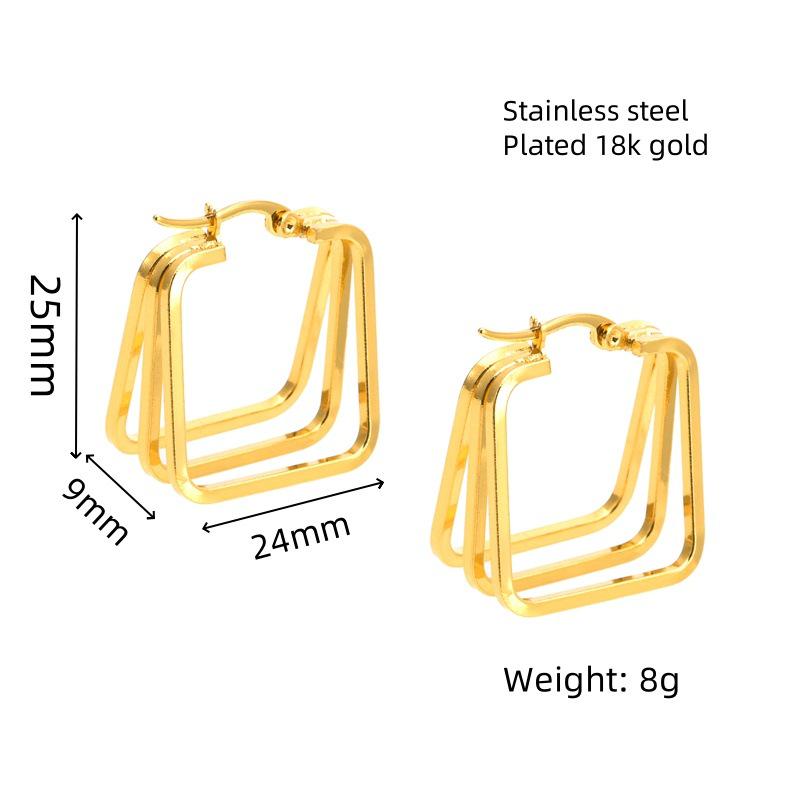 New European & American Titanium Steel Geometric Hoop Earrings: Multi-layer, High-end Design for Women