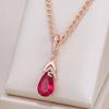 Red Water Drop Natural Zircon Pendant Necklace For Women Fashion  Rose Gold Color Vintage Party Fine Daily Jewelry