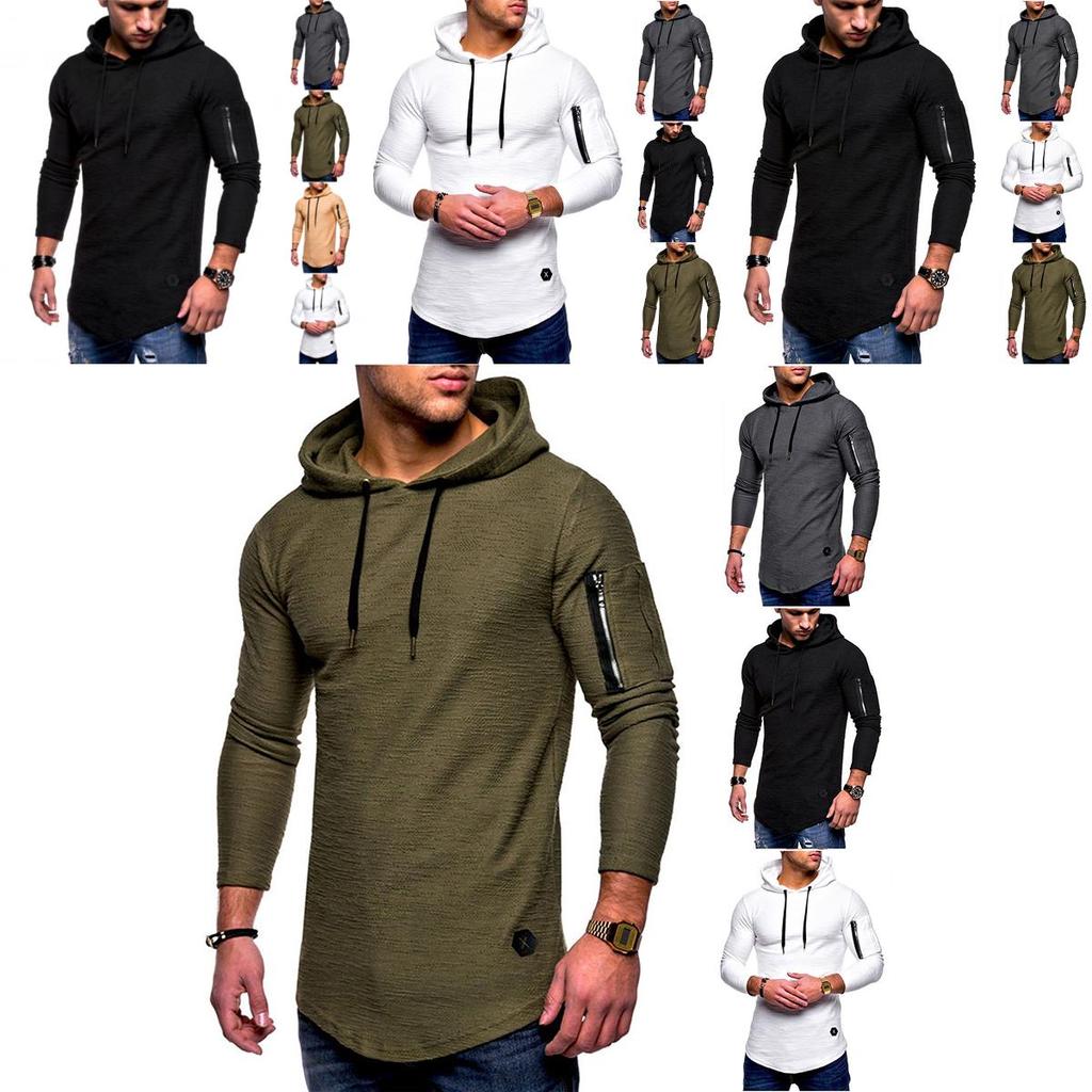 Men's Gym Slim Fit Hoodie With Drawstring And Zippered Arm For Maximum Style