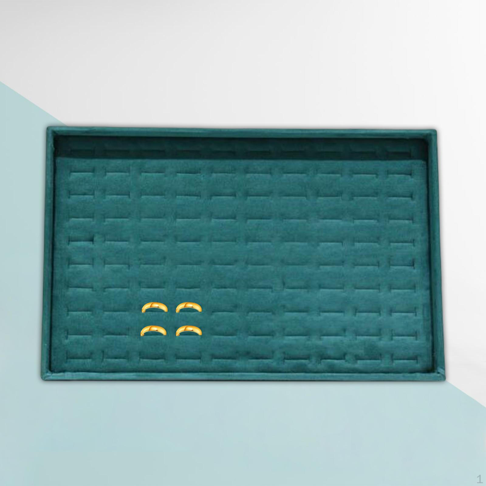 

Green Flannel Jewelry Tray Organizer for Drawer Inserts Earring Hundred Hole Ring_35cmx24cmx3cm