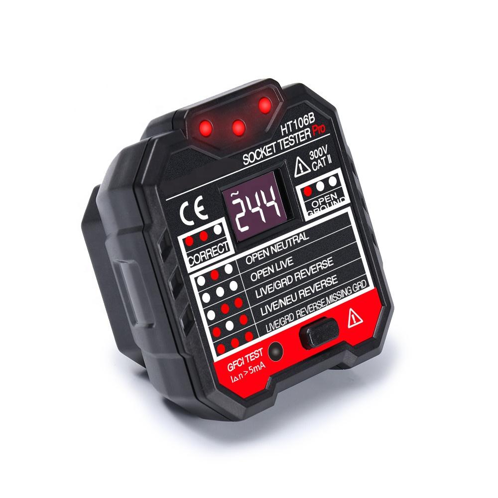 HT106B Socket Outlet Tester Circuit Polarity Voltage Detector Wall Plug Breaker Finder RCD Tester