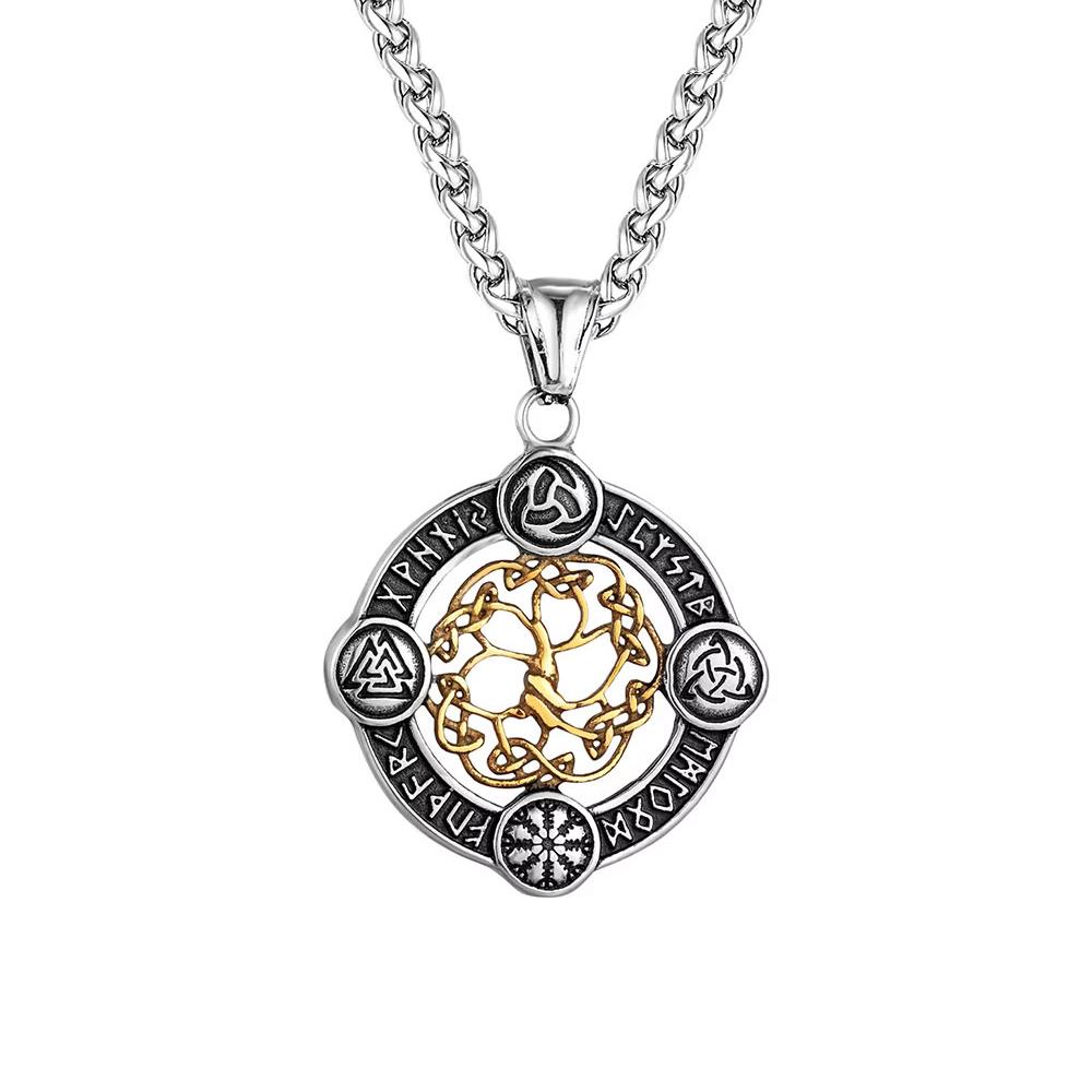 Vintage Viking Tree of Life Necklace 316L Stainless Steel Nordic Odin Amulet Pendant For Men Women Fashion Jewelry