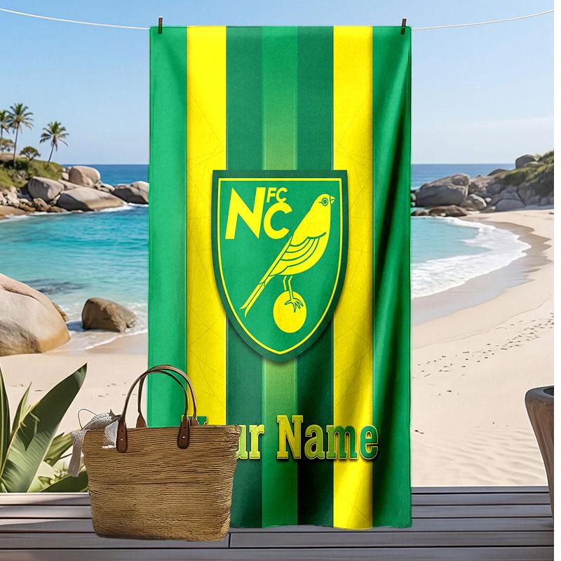 Norwich City Personalisiertes Bedrucktes Strandtuch Fußballlogo Unterstützung Benutzerdefinierter Name Text Absorbierendes Handtuch Für Sport Reisen Besonderes Geschenk