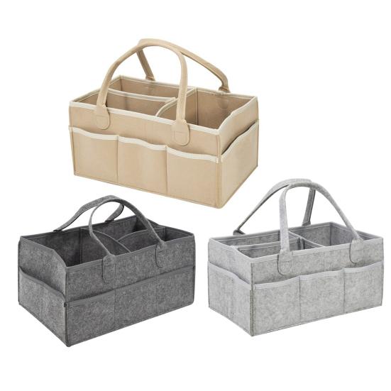 Storage Box with Handle And Multiple Pockets Organizer Portable Diaper Storage Bag for Nursery Kids Toys Snacks