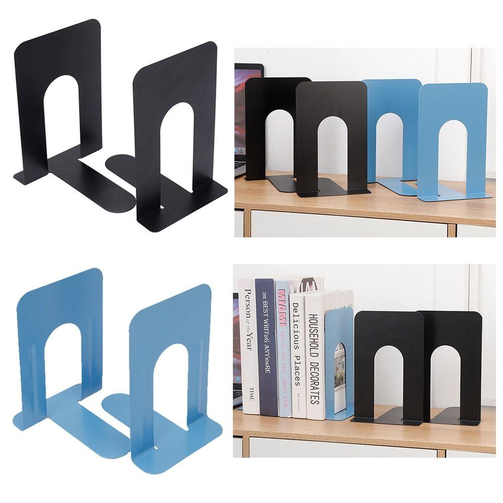 1/2PCS Metal Bookends Non-slip Desk Bookshelf Book High Quality Book Stand Office