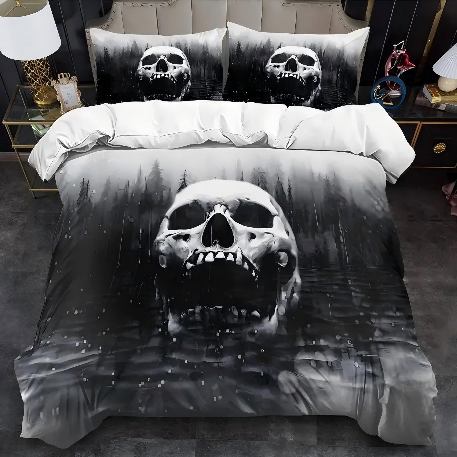 

Пододеяльник с 3D-принтом с рисунком черепа из Шварцвальда, домашний текстиль, мягкий пододеяльник, наволочки, комплект постельного белья в стиле современного искусства и готики 135x200cm 2pcs