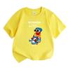 Kids Boys Girls 100% Cotton Crew Neck Short Sleeve T-Shirt, Cool Cartoon Bear With Sunglasses Beanie Sneakers Print Casual Tees for 5-15 Years Old