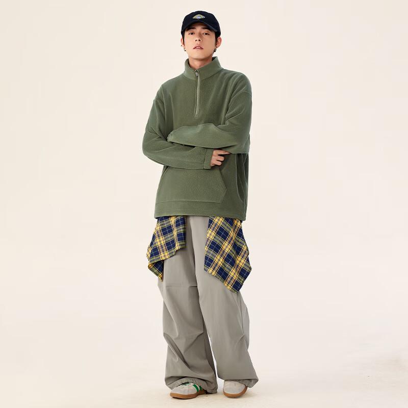 Men's American Half-Zip Fleece Stand Collar Sweatshirt