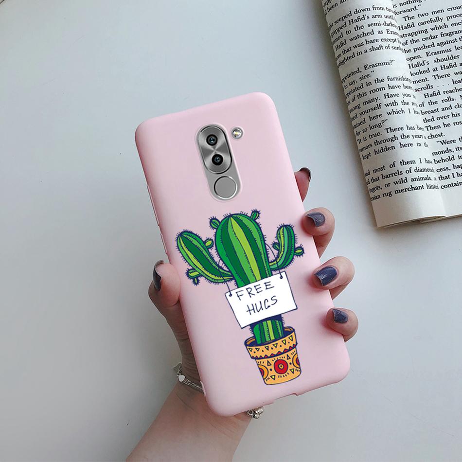 Liebesherz Hülle für Huawei Mate 9 Lite Für Huawei Honor 6X GR5 2017 Handyhülle Silikon Katze Kaktus Avocado Bemalt Mattes Cover