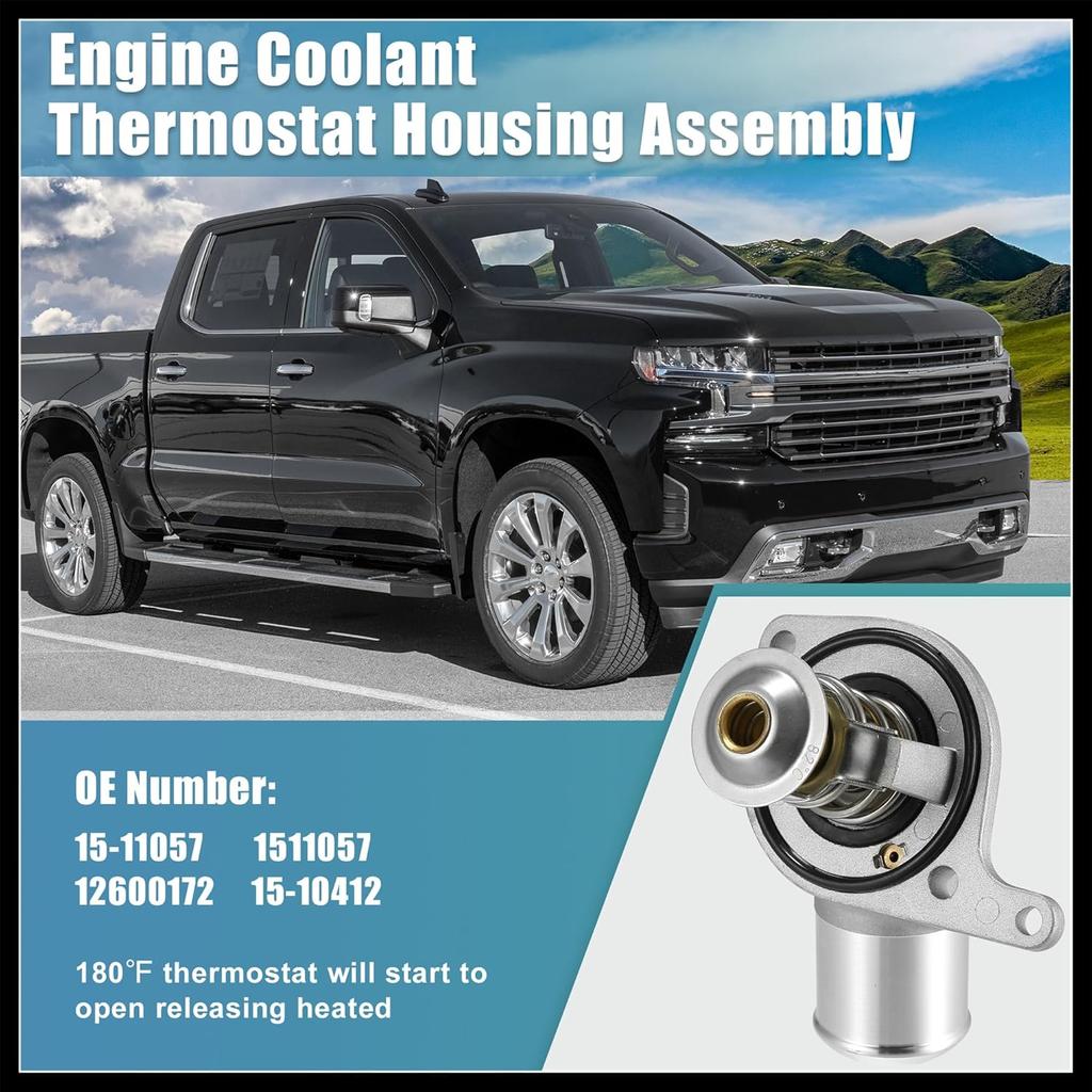 Engine Coolant Thermostat Housing Water Inlet Assembly 15-11057 12600172 15-10412 for Chevy Silverado Suburban Tahoe for Cadillac Escalade for GMC
