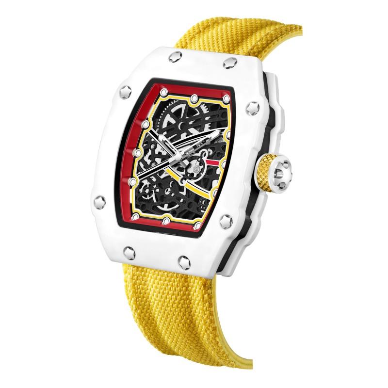 In Stock RM 6702 Slim Barrel Montre Homme Colorful Band Hollow 37.5mm Skeleton Dial Waterproof Sport Casual Quartz Wristwatch