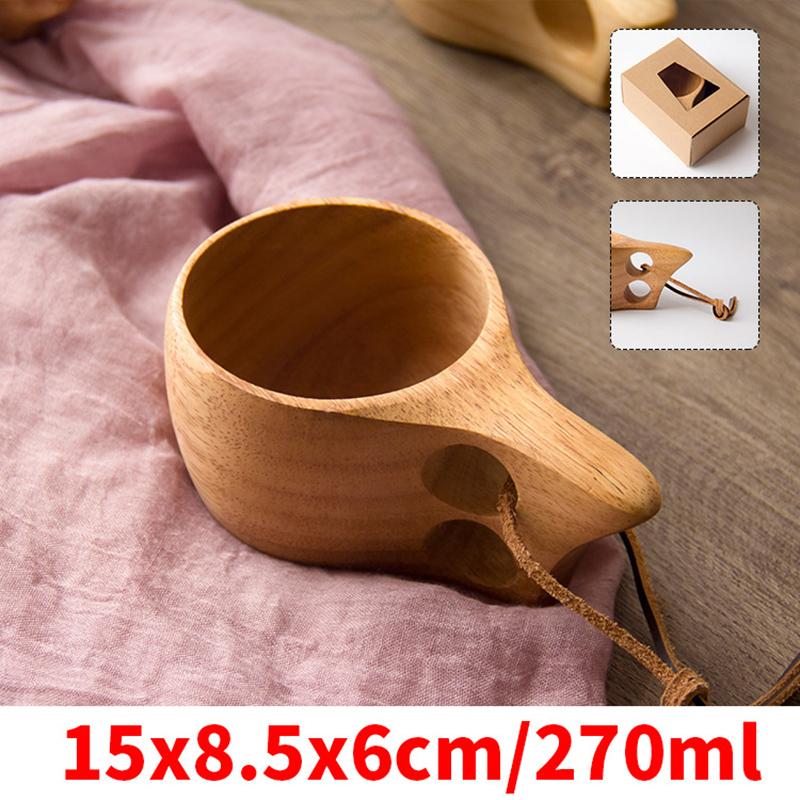 Handgefertigte nordische Holztassen Tragbare Kuksa mit Lanyard Kaffeetasse Milchtasse 250ml Tee Kaffee Trinkbecher Holz Kaffeetasse