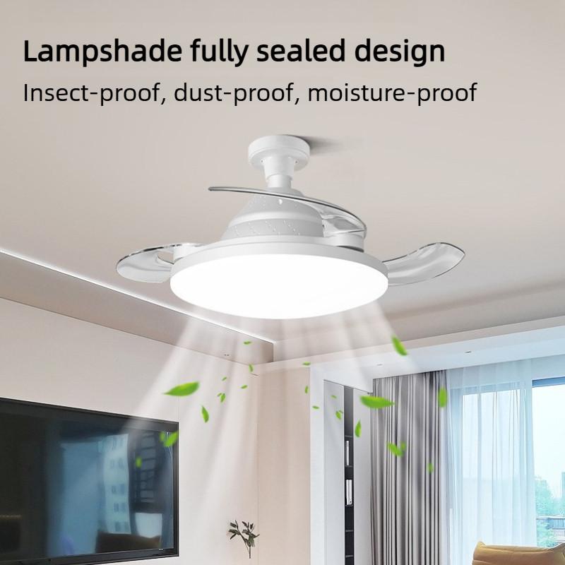 Haushalts-Fernbedienung Beleuchtung Ventilator Modern Einfach Esszimmer Elektrischer Ventilator Licht Schlafzimmer Hohe Windkraft Unsichtbare Ventilatorlampe