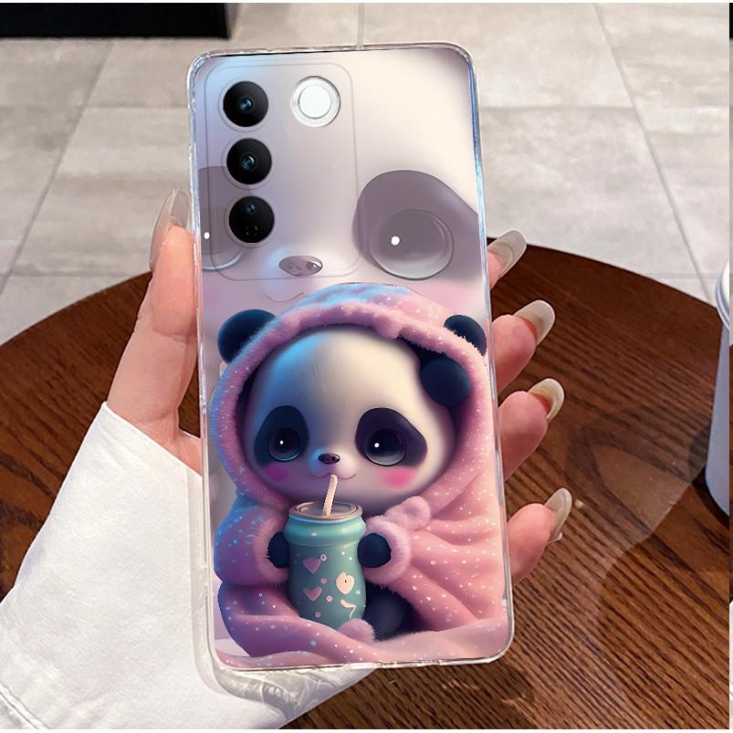 Case For Vivo V25e LATAM V27e V27 V 27 Pro 5G Casing Cute Love Heart Rabbit Funny Cover Clear TPU Silicone Soft Shell Phone Case