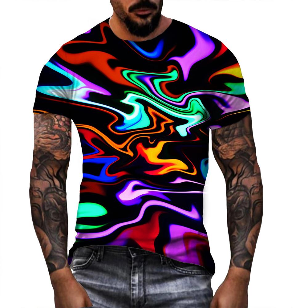 Fun Dizziness Hypnosis 3D Printing T-shirt Summer Fashion Creation Round Neck Clothing Men's Hip-hop Personality Short Sleeved Tops