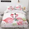 Flamingo Duvet Cover King Queen 3D Pink Animal Bedding Set For Kids Teens Adults Watercolor Style Quilt Cover With Pillowcase