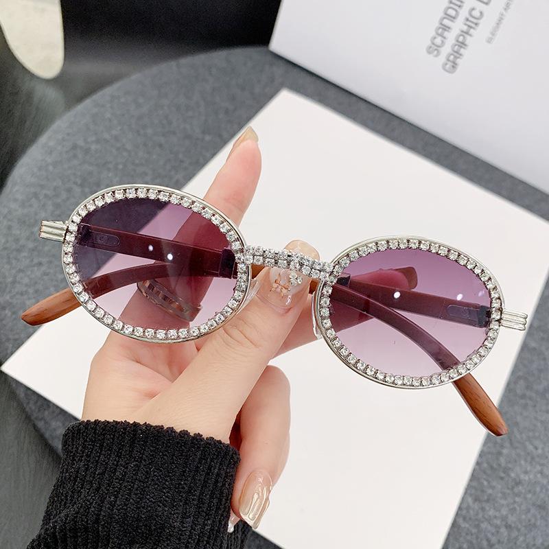 New Fashion Diamond Sunglasses Women Men UV400 Vintage Gradient Lenses Oval Sun Glasses Eyewear With Box