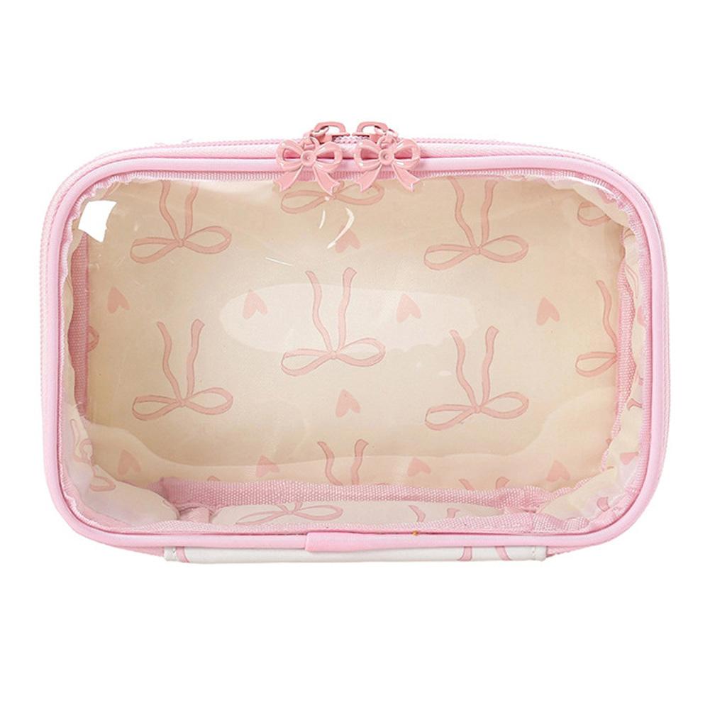PVC Bowknot Makeup Bag Large Capacity Cute Toiletry Handbag Transparent Travel Wash Bag Bathroom Shower Travel Bag