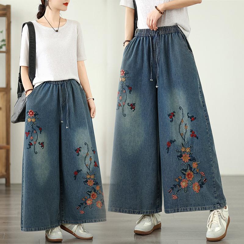 DIMANAF 2025 Neue Sommerjeans Damen Basic Haremshose Lässig Vintage Elastisch Locker Denim Übergröße Weitbeinige Hose