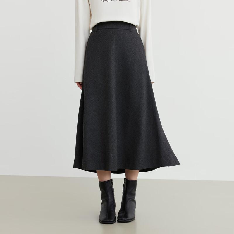 Elva' Island Women's Autumn/Winter Thick Wool-Blend High-Waist Skirt