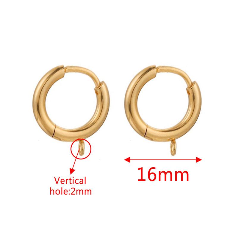 10pcs Gold Stainless Steel Hoop Earrings Hooks Round Earring Post for Women DIY Earrings Making Supplies Jewelry Accessories