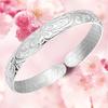 Lady Opening Bracelet Adjustable Circumference Floral Emboss Smooth Polished Wide Wrist Jewelry for Vacation Work Daily Wear