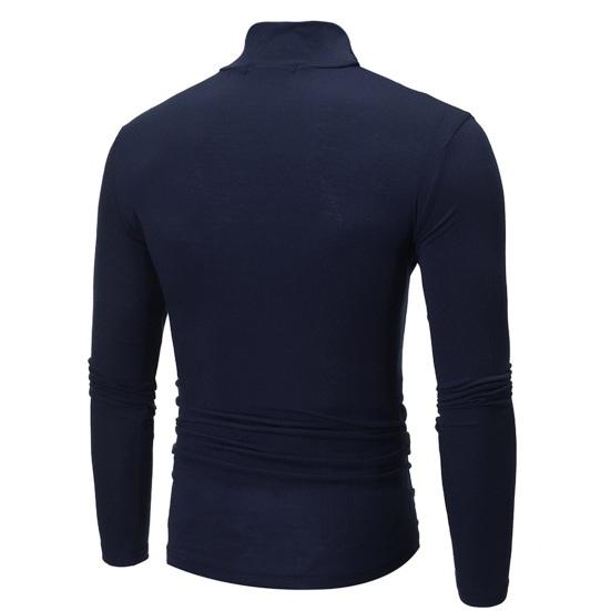 Männer Herbst Winter Slim Fit Bodenbildung T-shirt Rollkragen Lange Ärmel Einfarbig Elastische Dünne Pullover Tops Streetwear