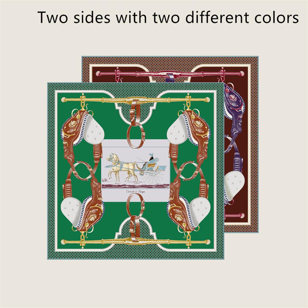 New Hand Rolled Twill Silk Scarf Women Fashion Double Side Printed Square Scarves Wraps Echarpes Foulards Femme Hijab 53CM