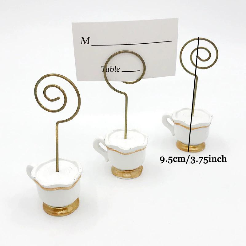 WTEMPO Creative Teapot/Teacup Shaped Design Card Holders Office Business Note Holders Home Message Holders DIY Photo Holders Seat Number Holders