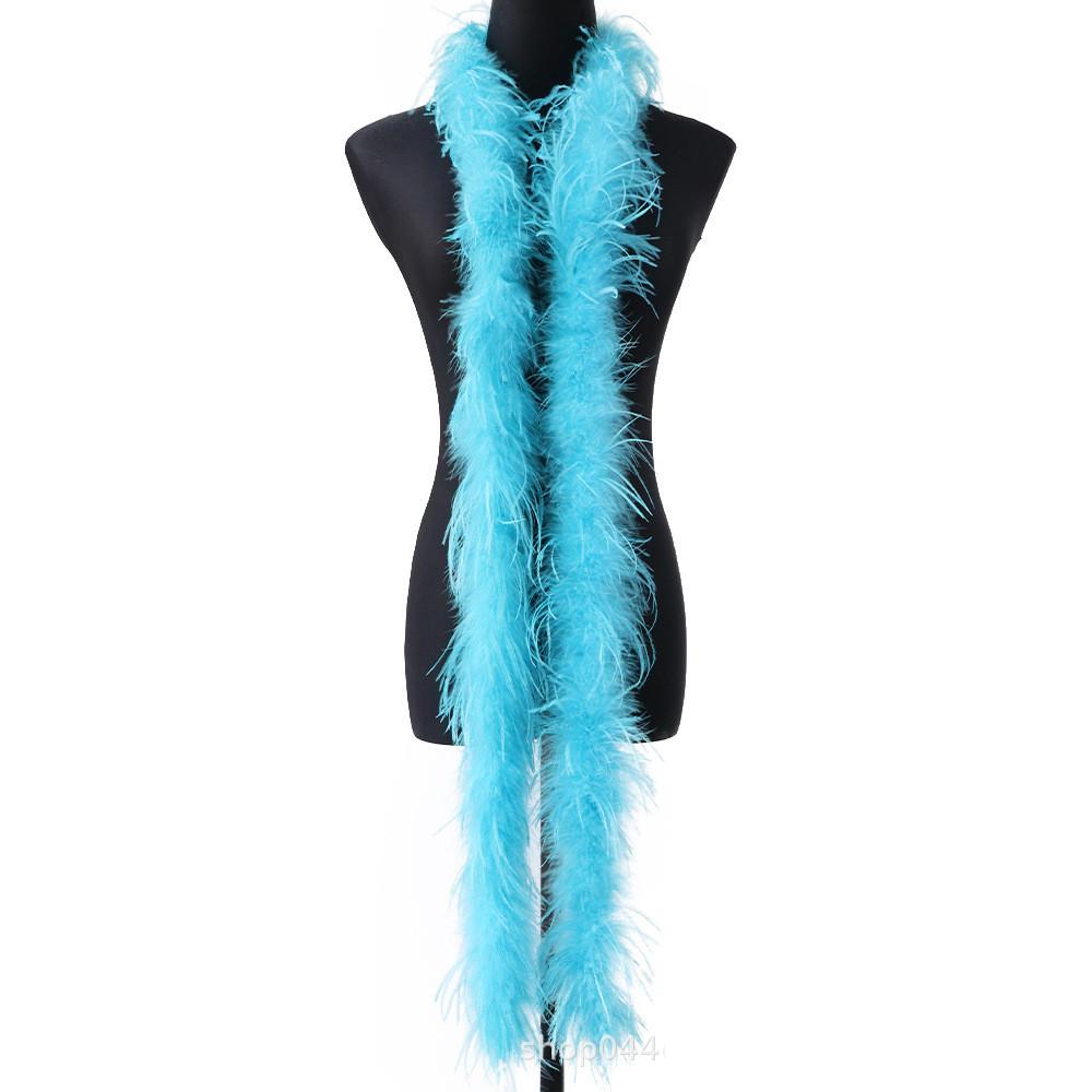 2 Meters/Bag South African Colorful Ostrich Feather Villus Fluff Bar Strip Dyed Pattern Performance Dress Hat Scarf
