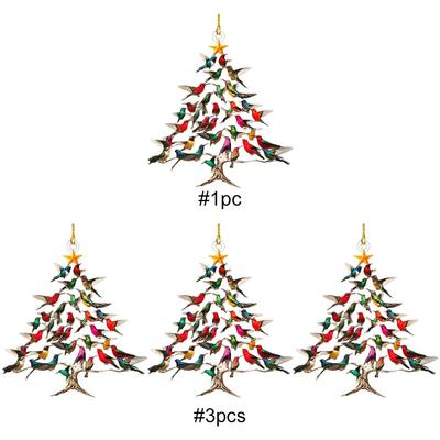 Hummingbird Christmas Ornament Birds Christmas Tree Hanging Pendant for Yard Courtyard Door Outdoor Windows Decoration
