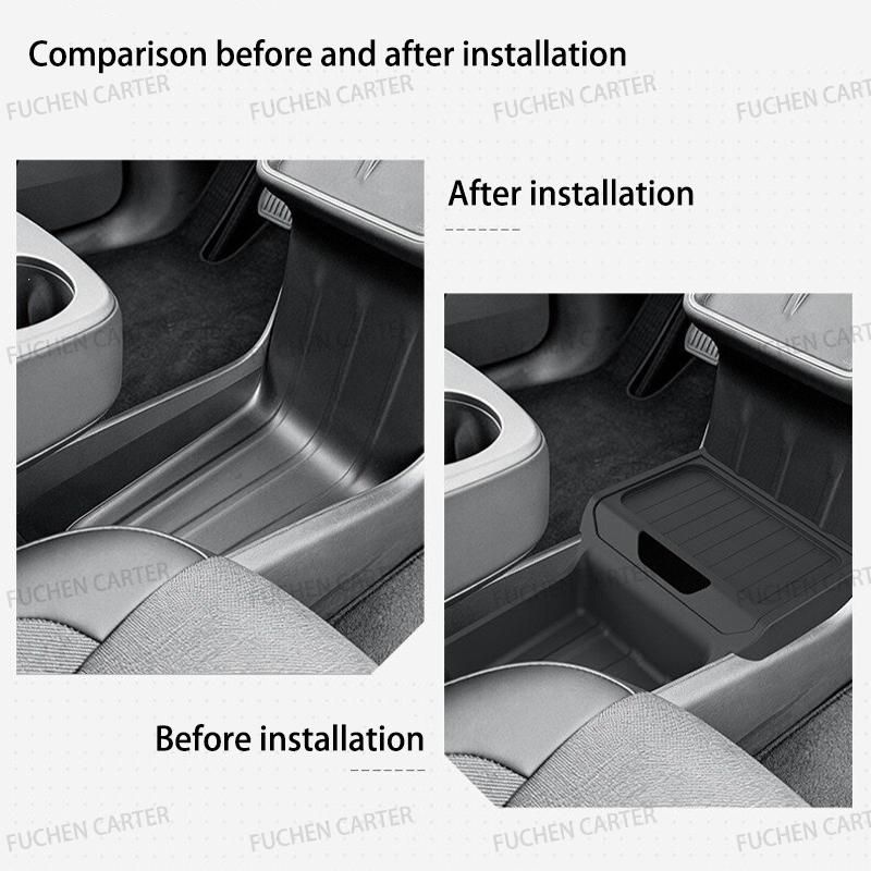TPE Under Central Control Storage Box For Tesla Model Y Standard 2025+ Flip Cover design Tissue Box Storage interior Accessories