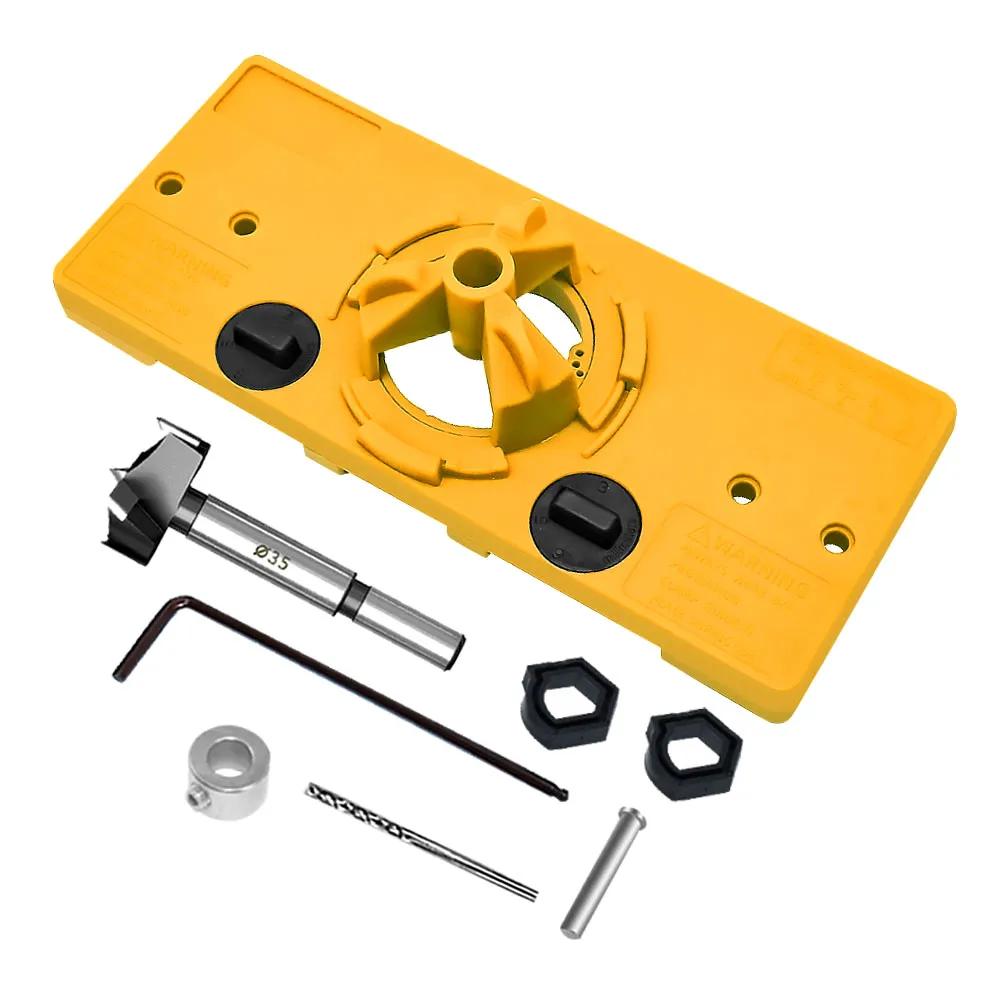 

35MM Cup Style Hinge Boring Jig Drill Guide Set Door Hole Template For Wood Hole Locator Tool Hinge Jig Drill Guide Tool