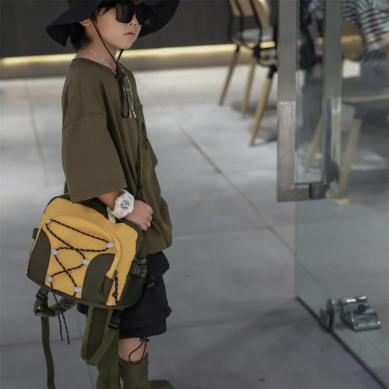 Trendy Korean Style Kids Backpack Fashionable Color Block Canvas Backpack For Boys Girls