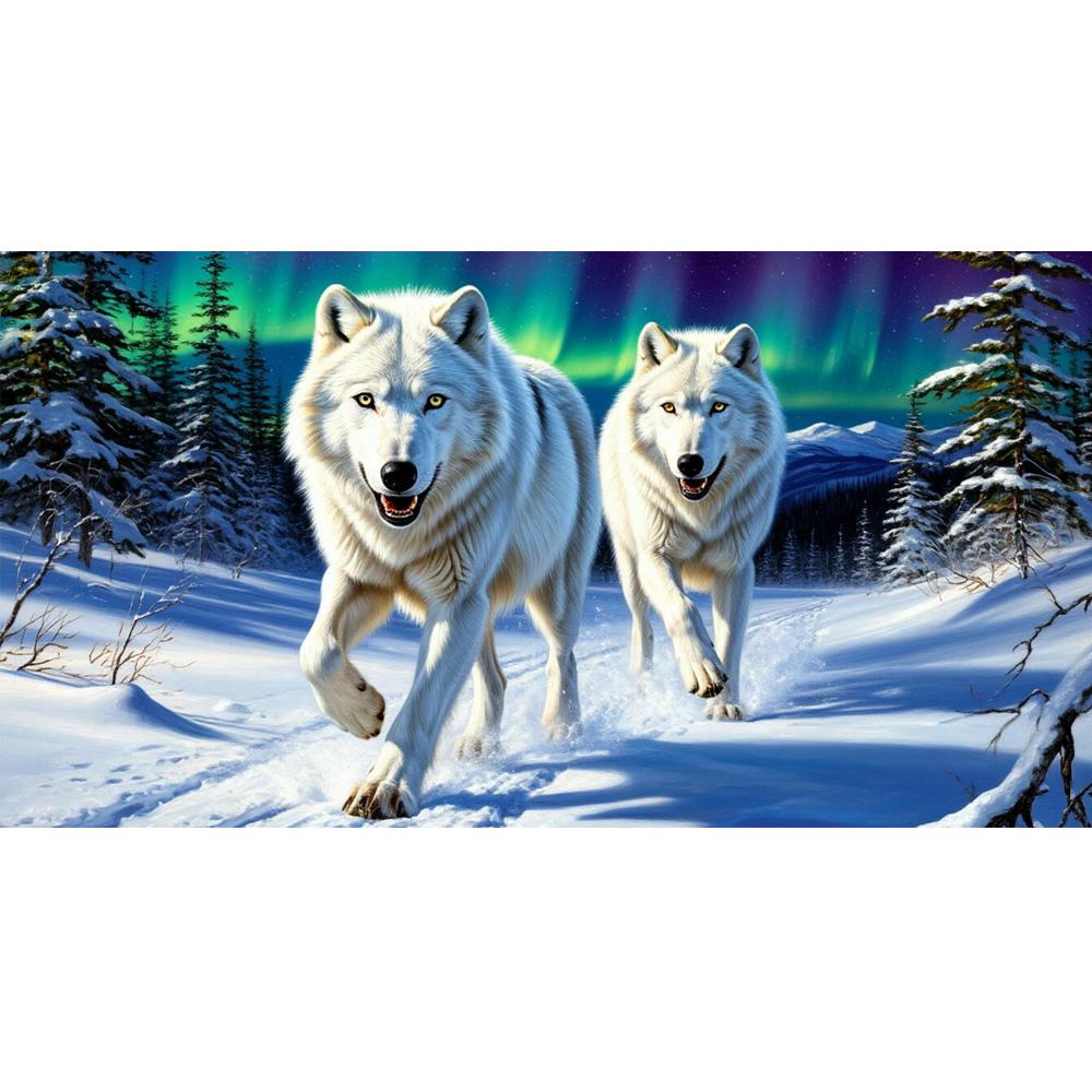 Große Größe Mosaik DIY Voll Diamant Malerei Kits Kunst Wolf Tiger Leopard im Schnee Stickerei Kreuzstich Strasssteine