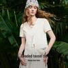Xiangying Women's Embroidered Two-Piece V-Neck Skirt Set