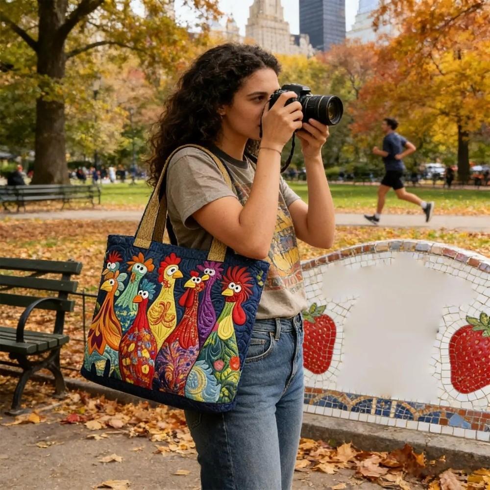 Vintage Quilted Tote Bag 3D Printed Patterns Large Capacity Travel Handbag Lightweight Cotton Shopping Bag Women Accessory
