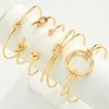 5Pcs Gold Color Knot Circle Cuff Bangle Set For Women Chunky Minimalist Twisted Knot Open Cuff Bracelets Trendy Jewelry Gift New