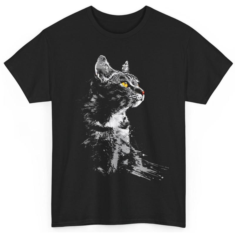 Cat Drawing Portrait Animal Art Graphic Pattern Cat T Shirt S разноцветный