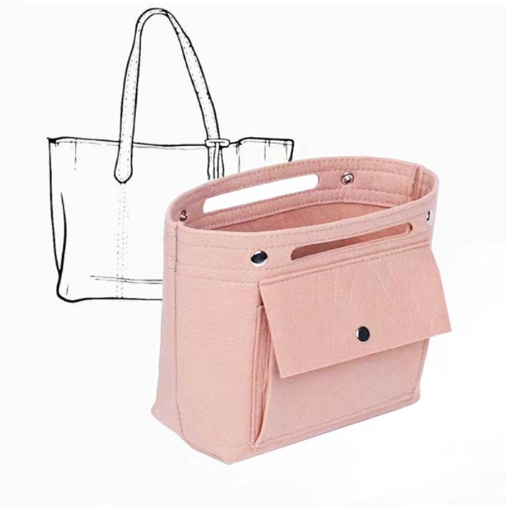 

New Felt Insert Organizer Bag Solid Color Handbag Dividers Inner Purse Multi Compartments Tote Bag Organizer
