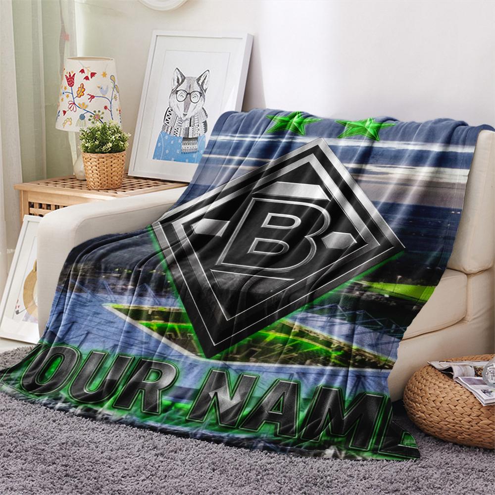 1PC Custom Name Vfl Gladbach Patterned Flannel Blanket Suitable For All Seasons for Home Decor Warmth and Comfort Gifts Holiday Present